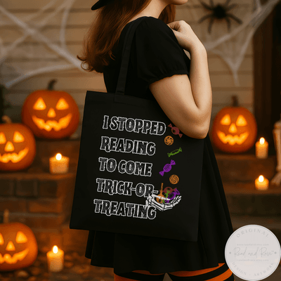 I Stopped Reading to Come Trick or Treating Book Lover Tote Bag