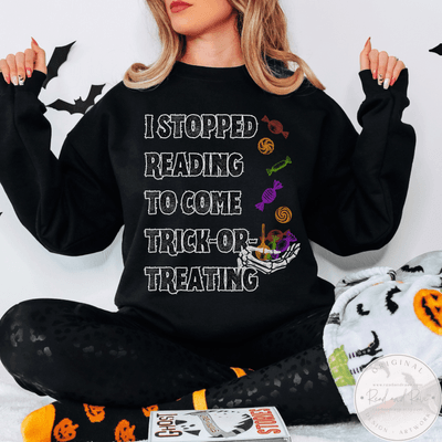I Stopped Reading to Come Trick or Treating Book Lover Halloween Sweatshirt
